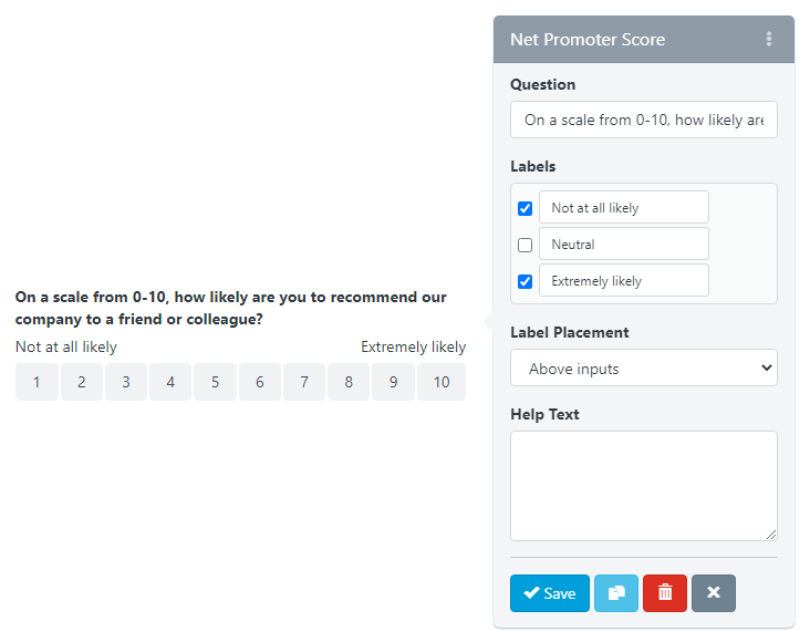 NPOHarmony - Form Builder - Net Promoter Score (NPS)