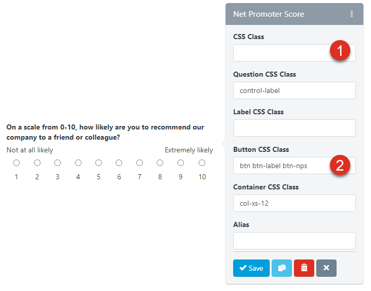 NPOHarmony - Form Builder - Net Promoter Score (NPS) with Radio Buttons