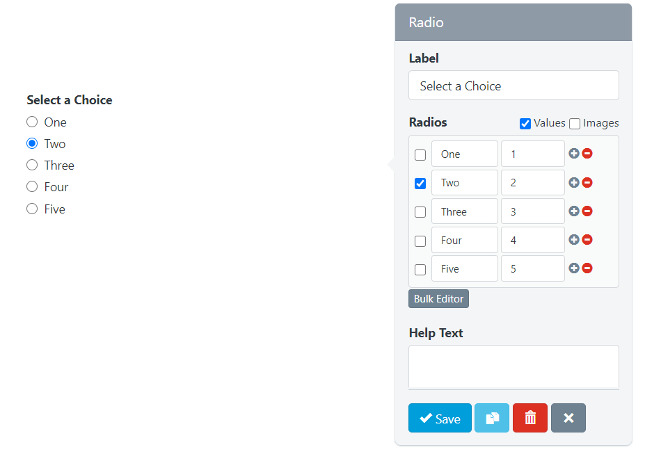 NPOHarmony - Form Builder - Radios