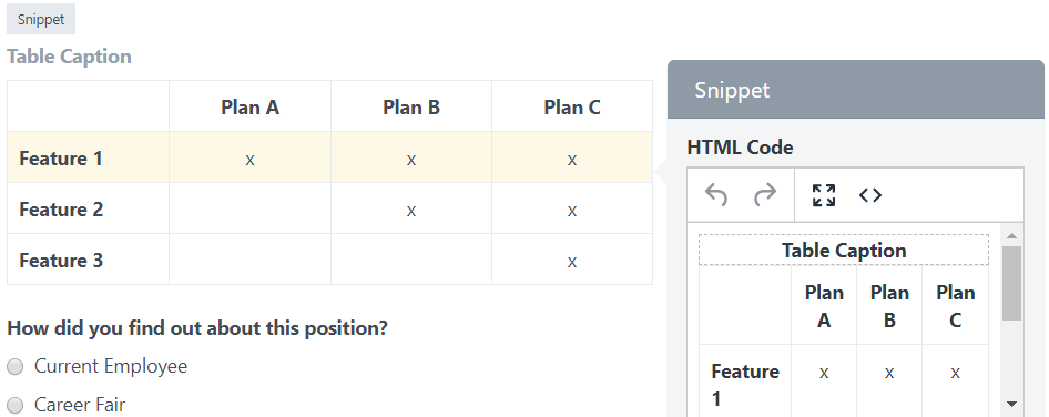 NPOHarmony - Form Builder - Snippet - Table